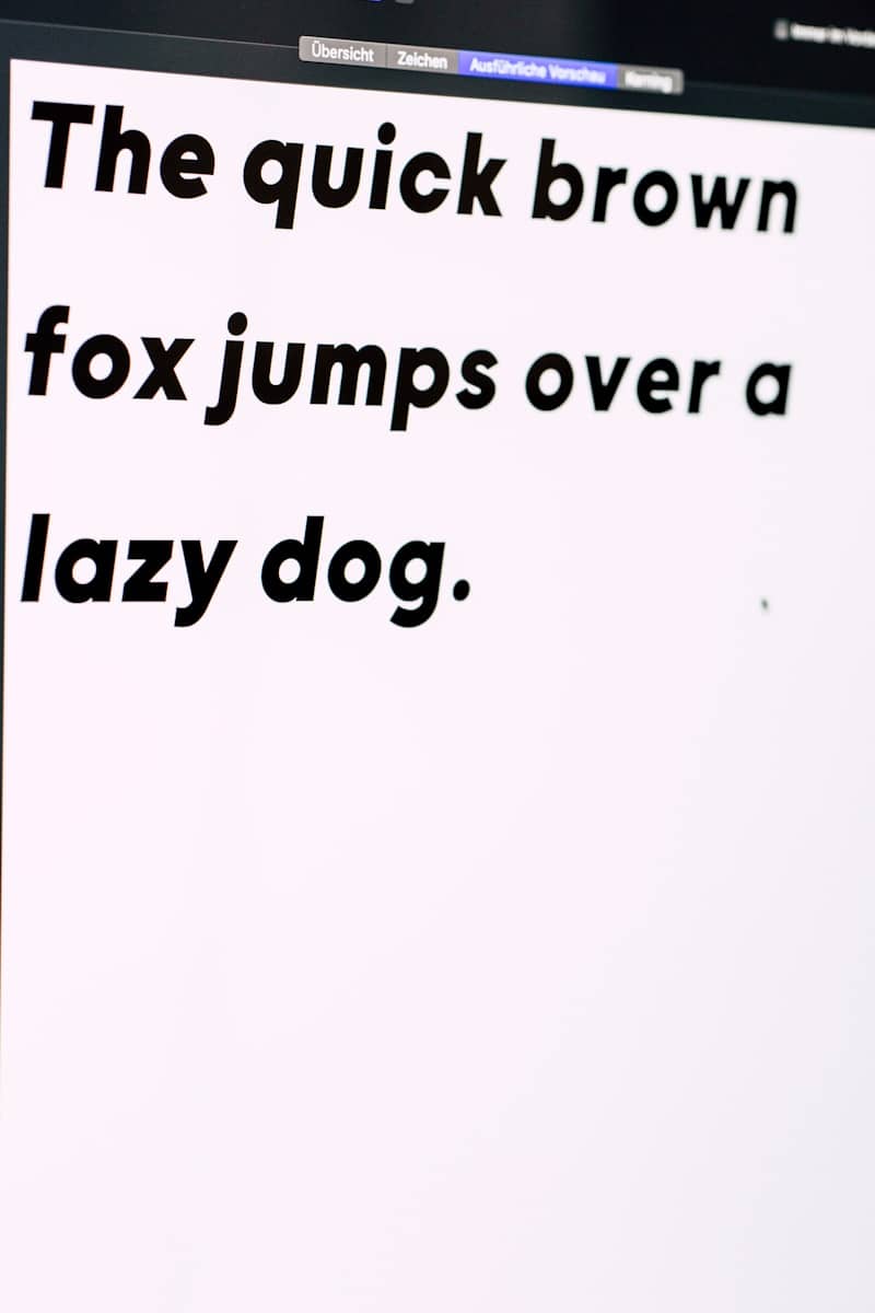 the quick brown fox jumps over a lazy dog text on white background
