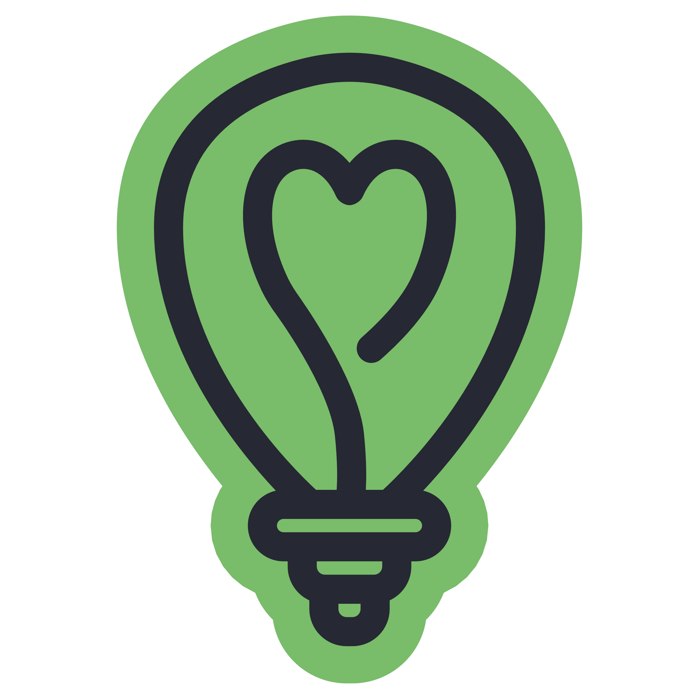 Image of green light bulb, with the filament in the shape of a heart.  Copyright to Sheela Hobden at www.bluegreencoaching.com as part of the TRAVEL model.