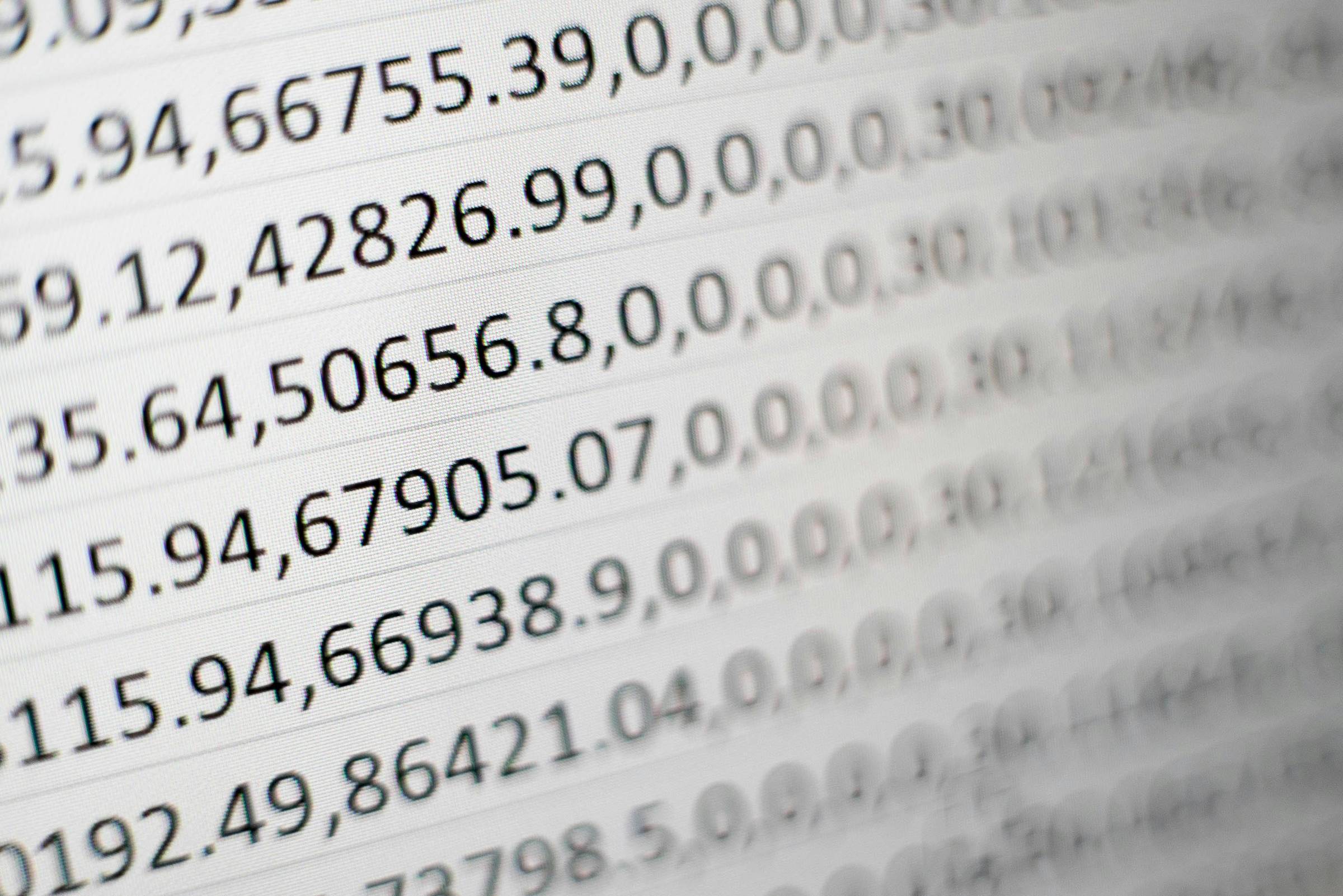 Image of numbers to simulate data cleansing.