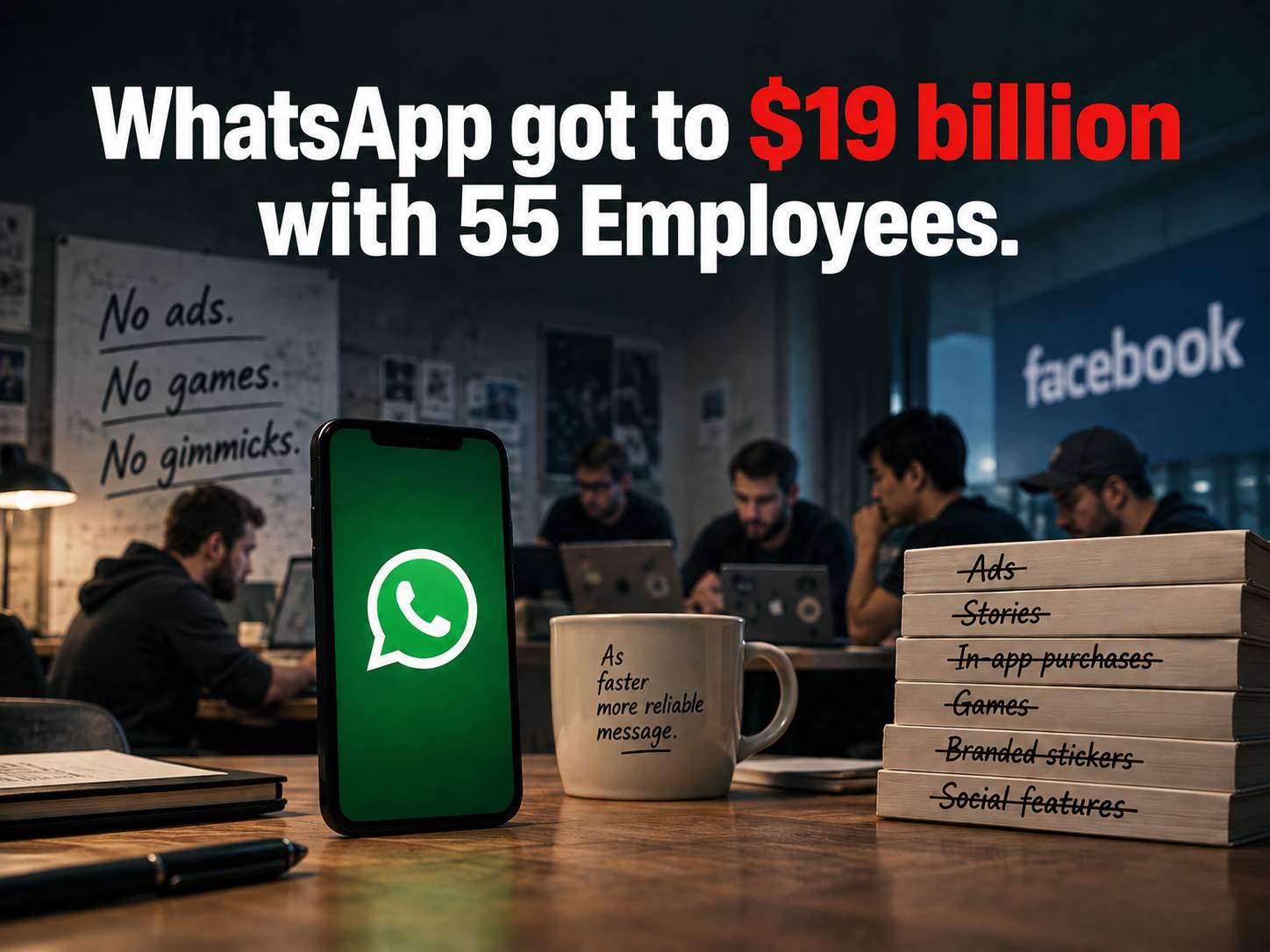 WhatsApp got to $19 billion with 55 Employees