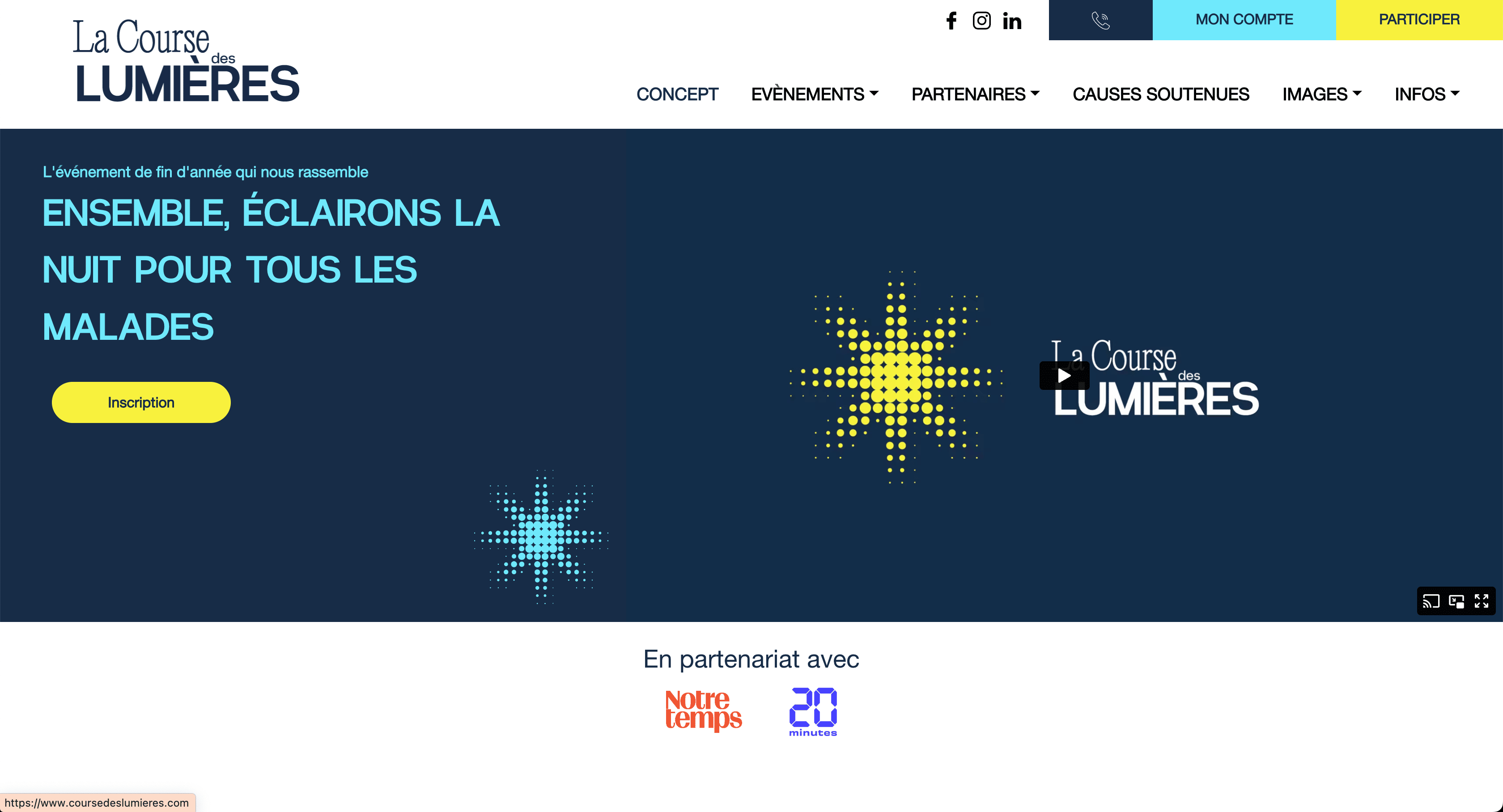 image de la section hero du site https://www.coursedeslumieres.com/