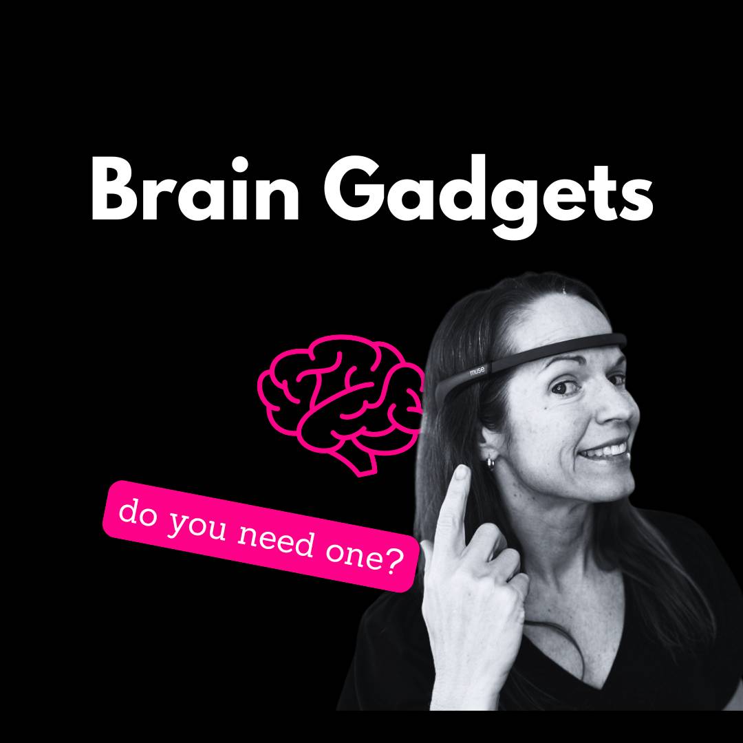 Dr. Jessica Beachkofsky, psychiatrist, showing off brain gadgets for neurofeedback 