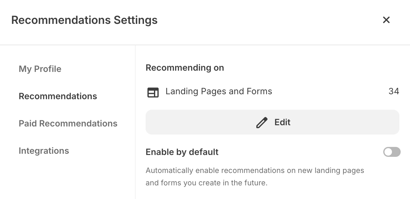 Kit Recommendations Settings page graphic
