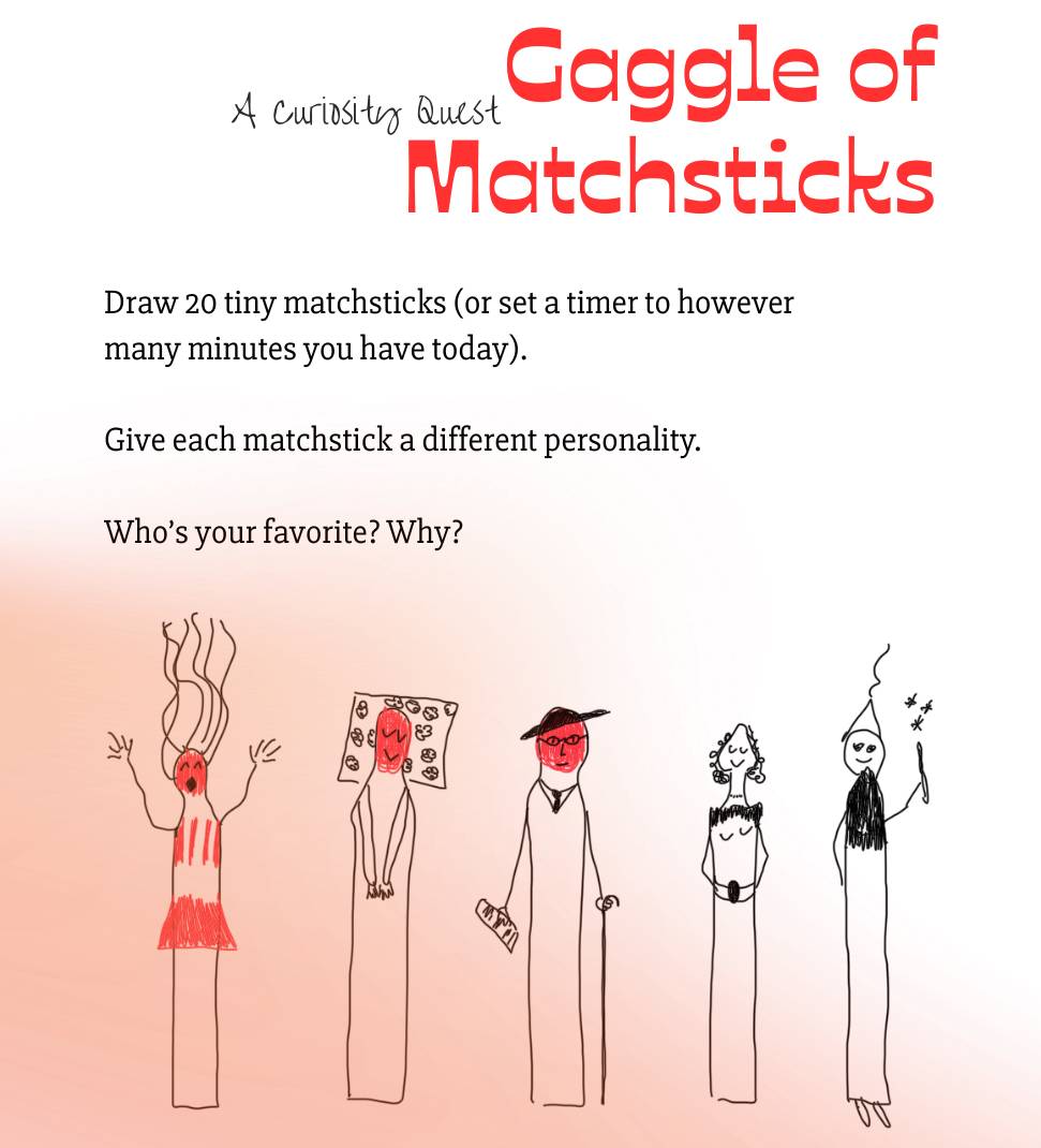 an invitation to draw 20 matchstick people