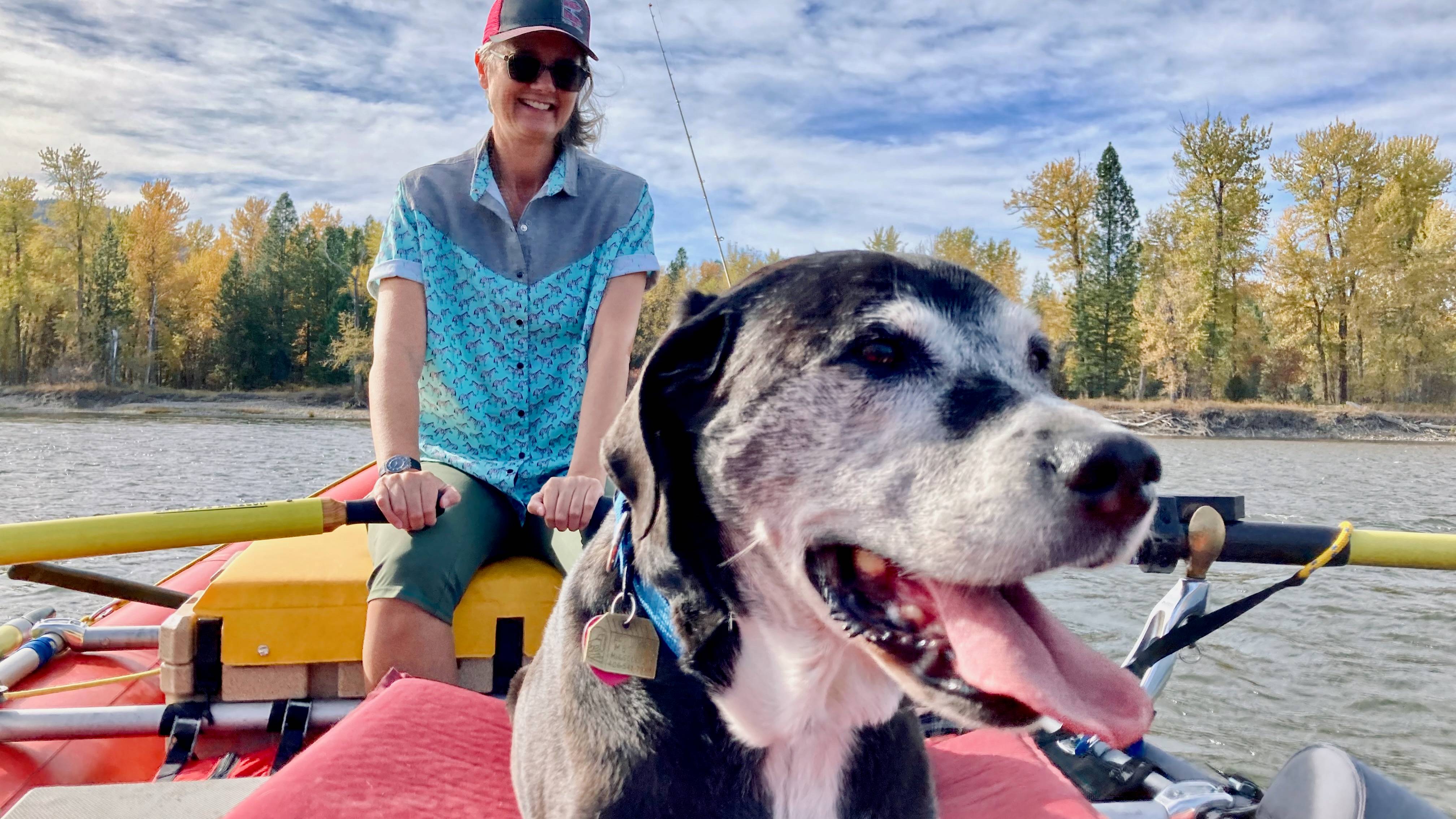 me, rowing Miss Lucy down the Clark Fork River