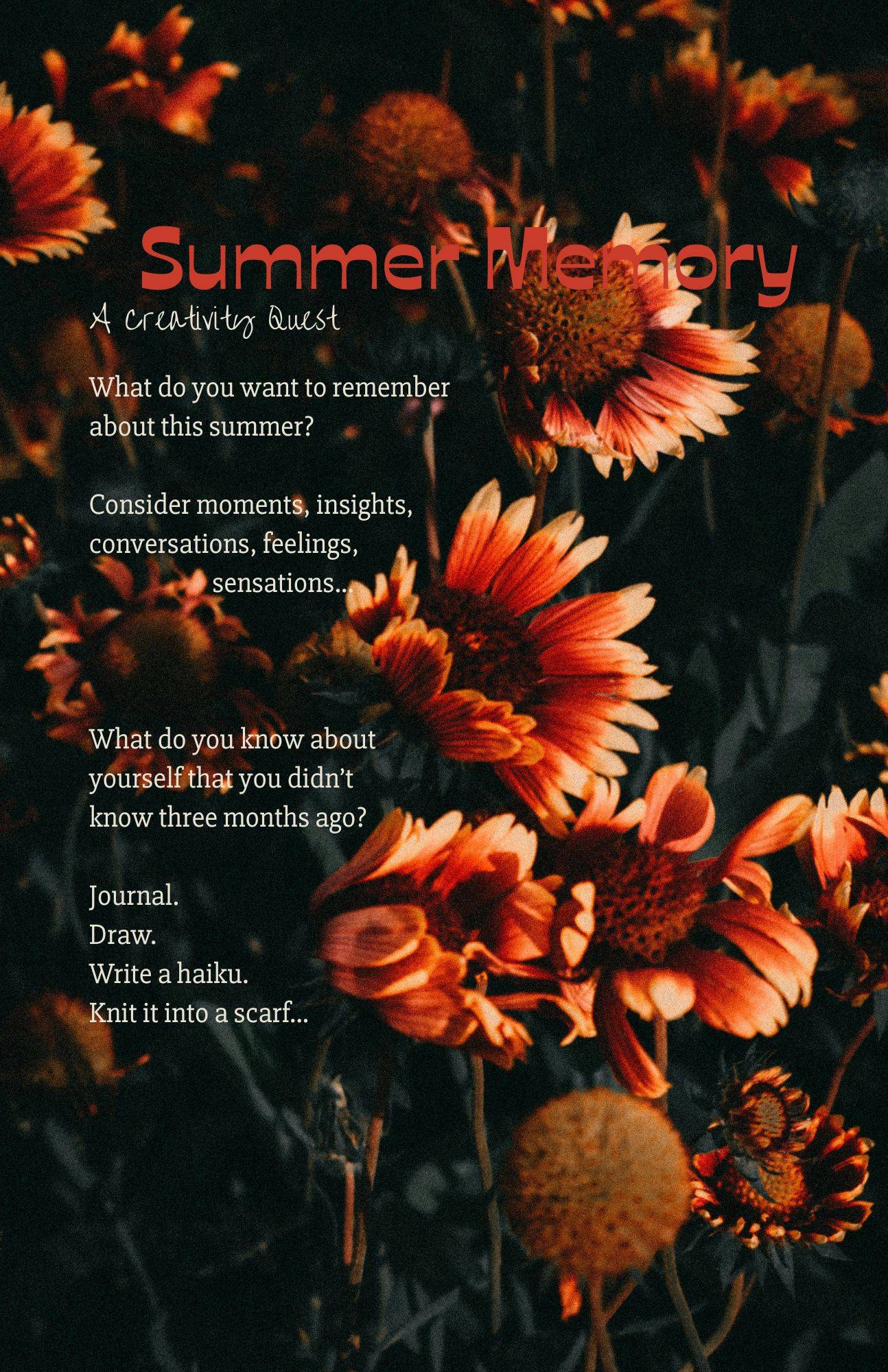 a page from a zine titled Summer Memory - a creativity quest