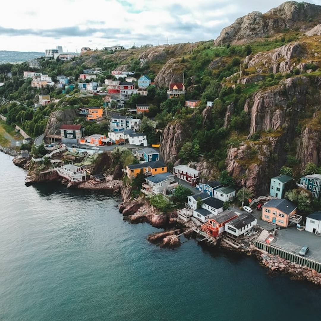 aerial view of city near body of water during daytime