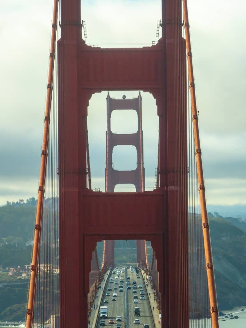 A view of the golden gate bridge from above