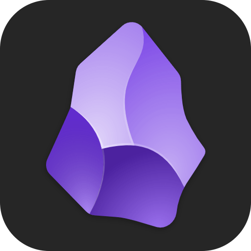 The new Obsidian icon, purple on a black background.