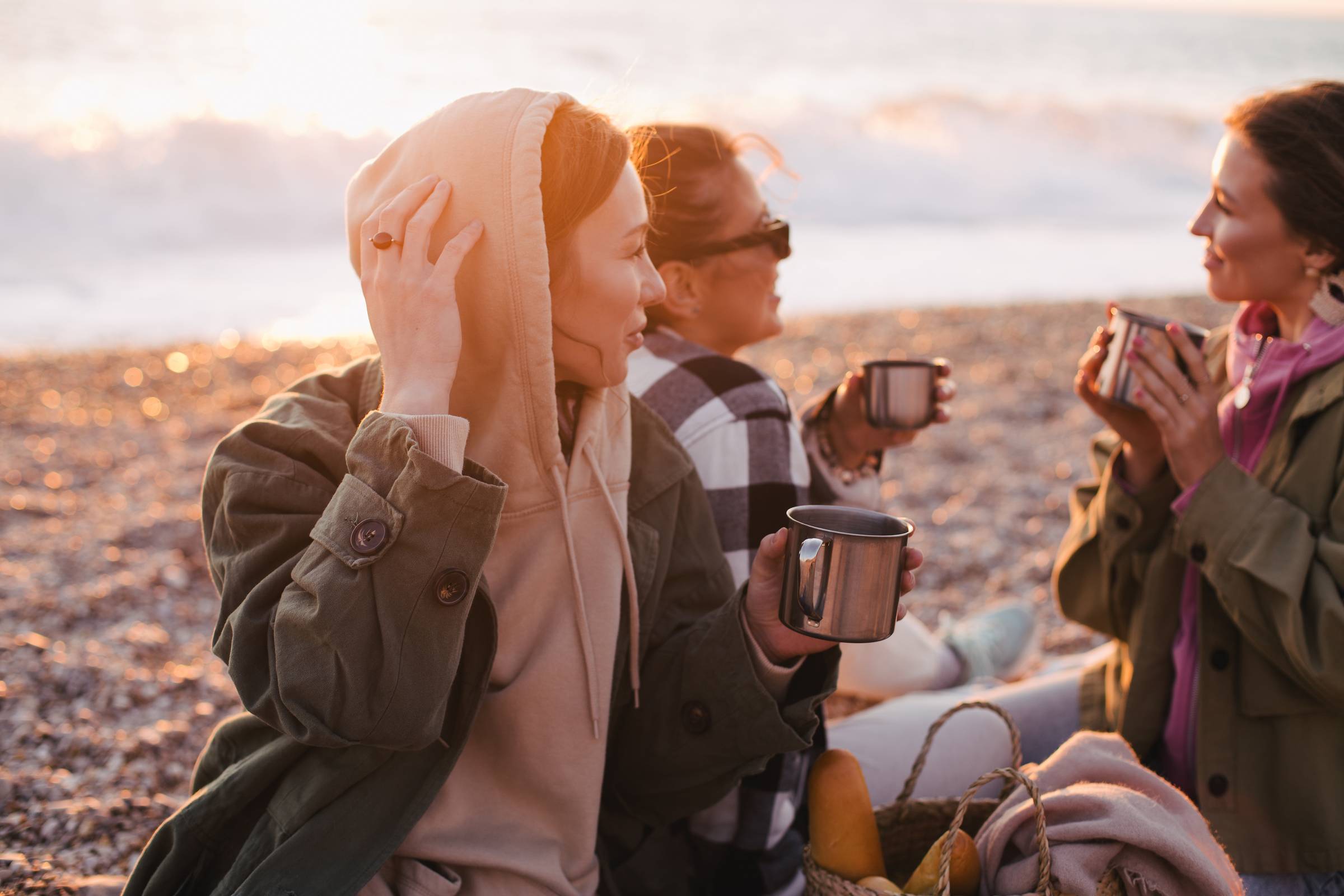 women on the beach