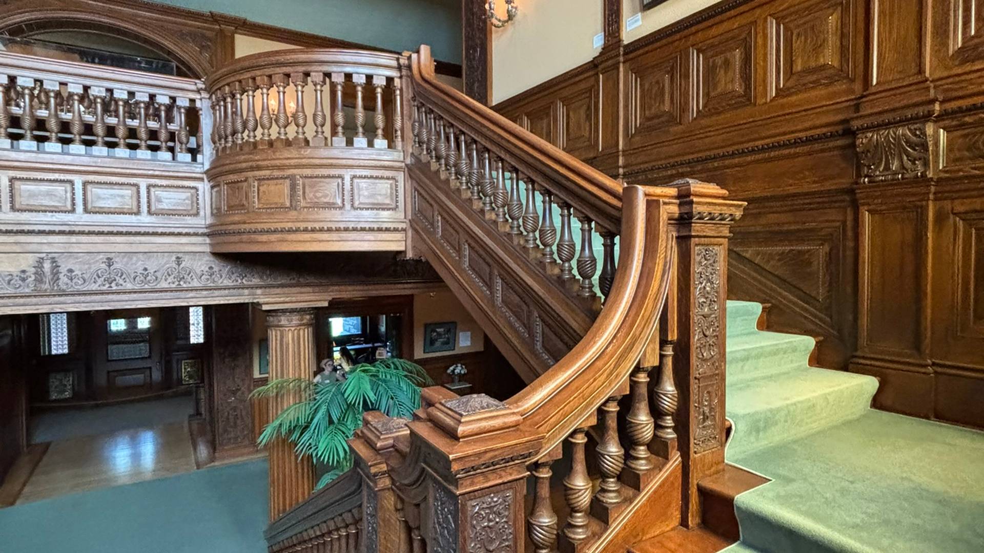 an ornate wooden staircase