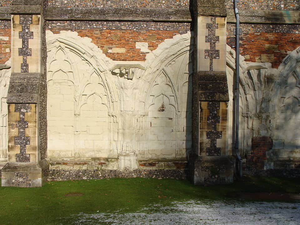 Ruins of the cloister at St. Albans Abbey