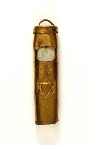 a bronze mezuzah