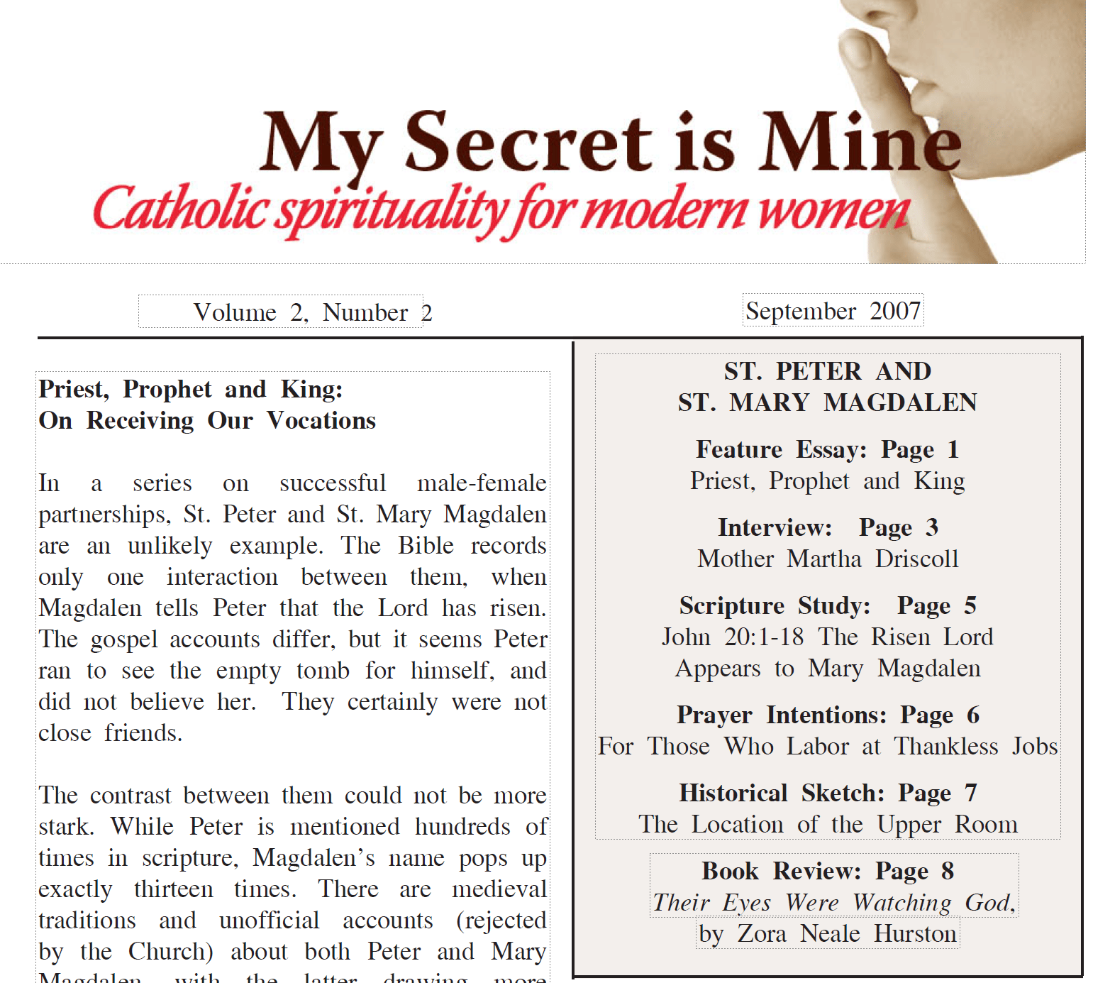 My Secret is Mine Newsletter - Volume 2 No. 2