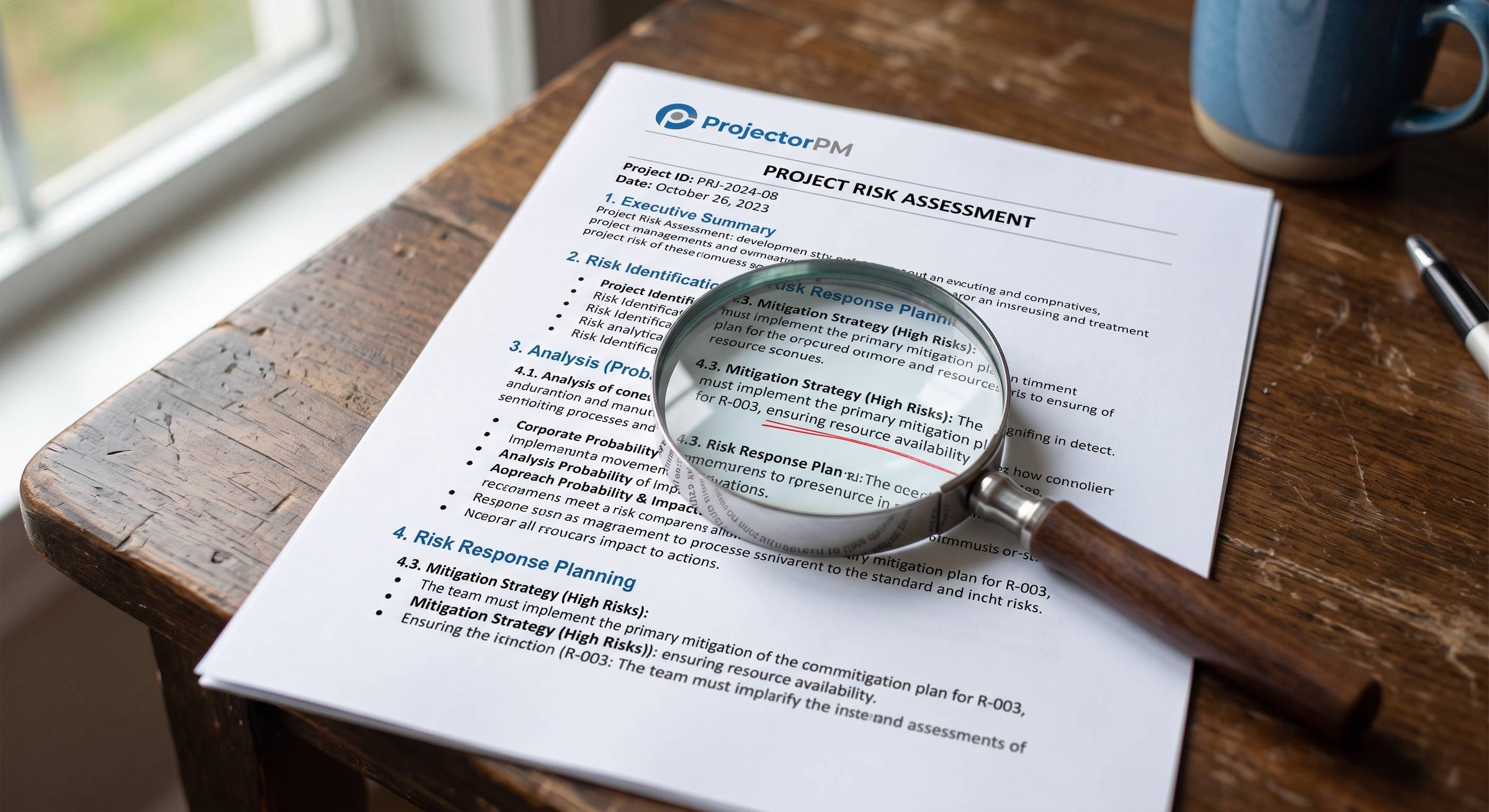 A risk assessment on a desk