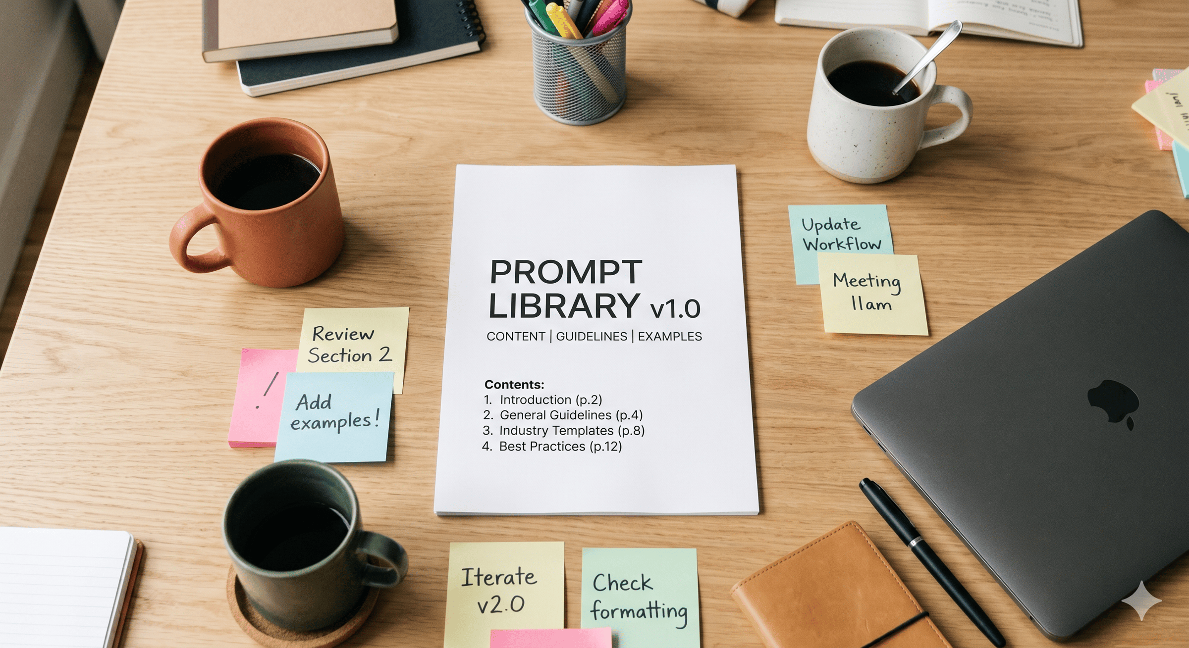 a prompt library on a desk