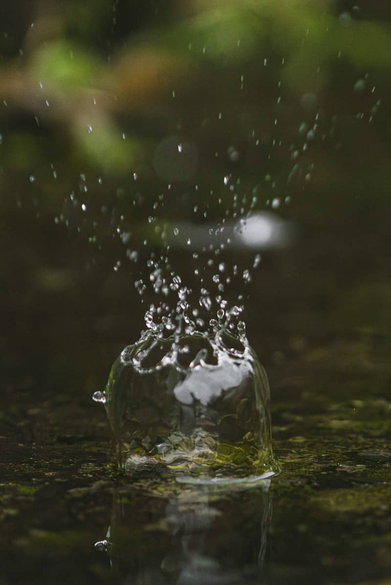 Water splashing upwards from a surface.