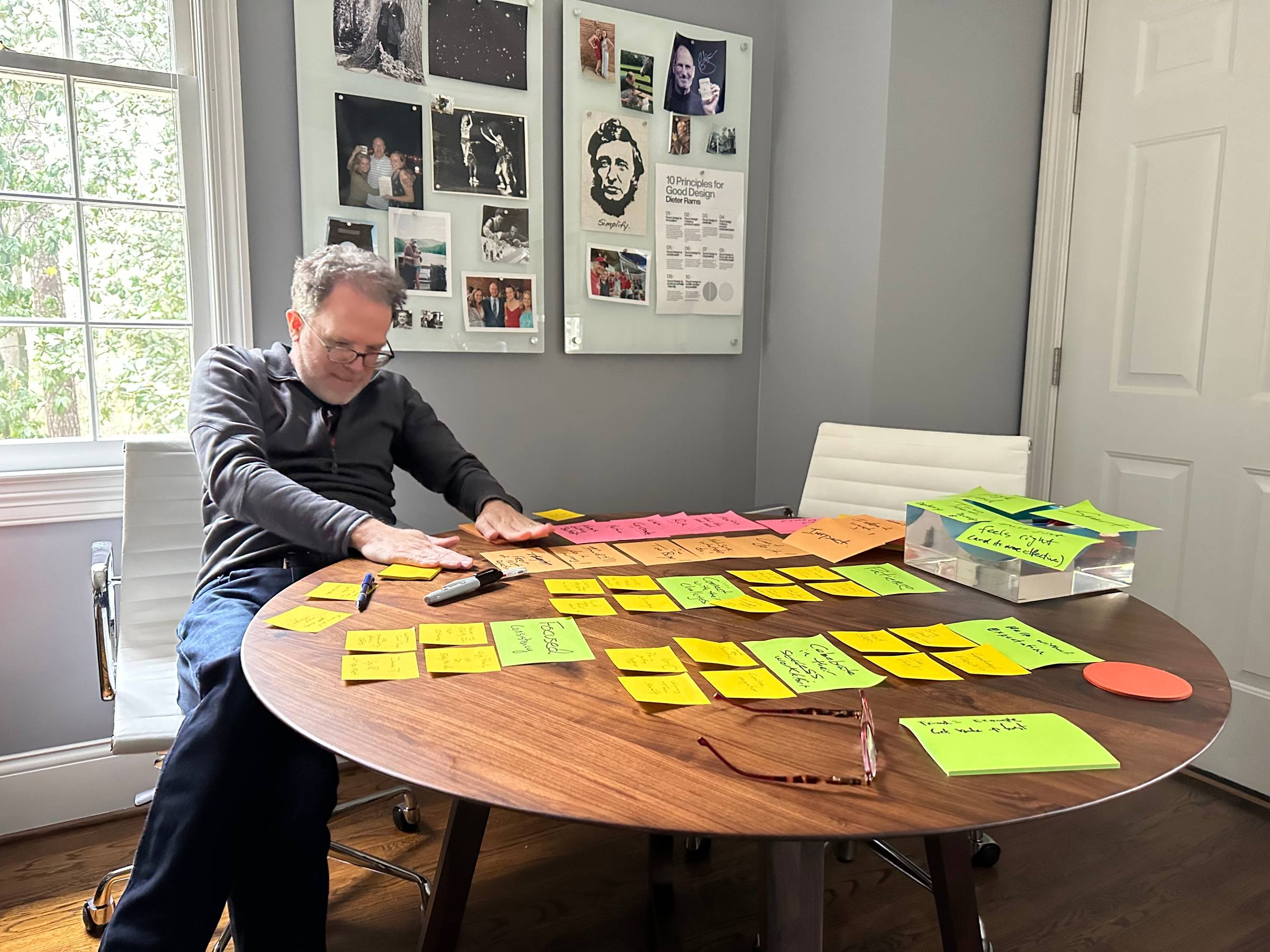 Picture of Todd blocking out Mo's new book into chapters