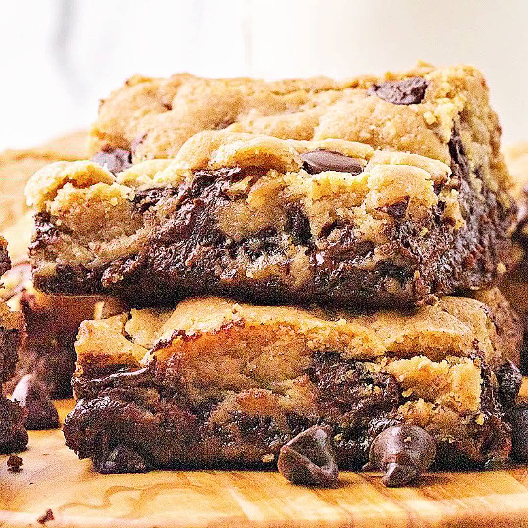 Two stacked brookies bars. 