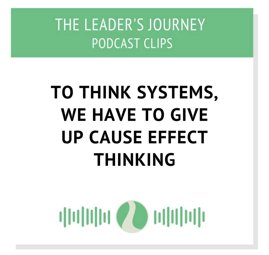 audiogram about thinking in systems vs cause effect thinking 