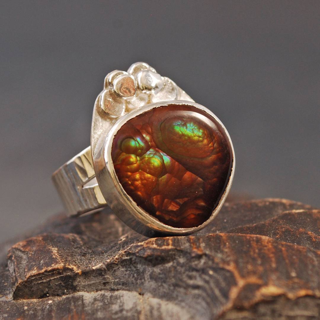 Sterling silver ring with fire agate