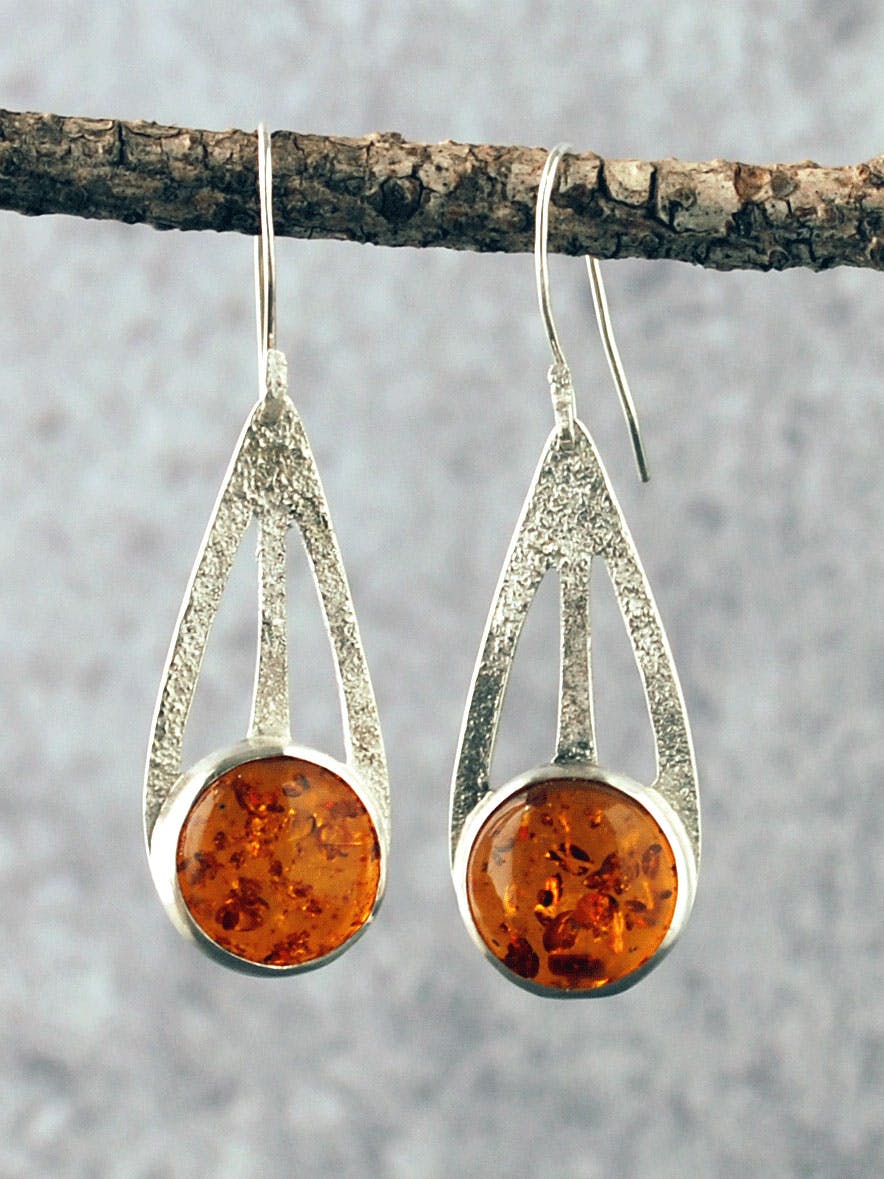 silver and amber earrings