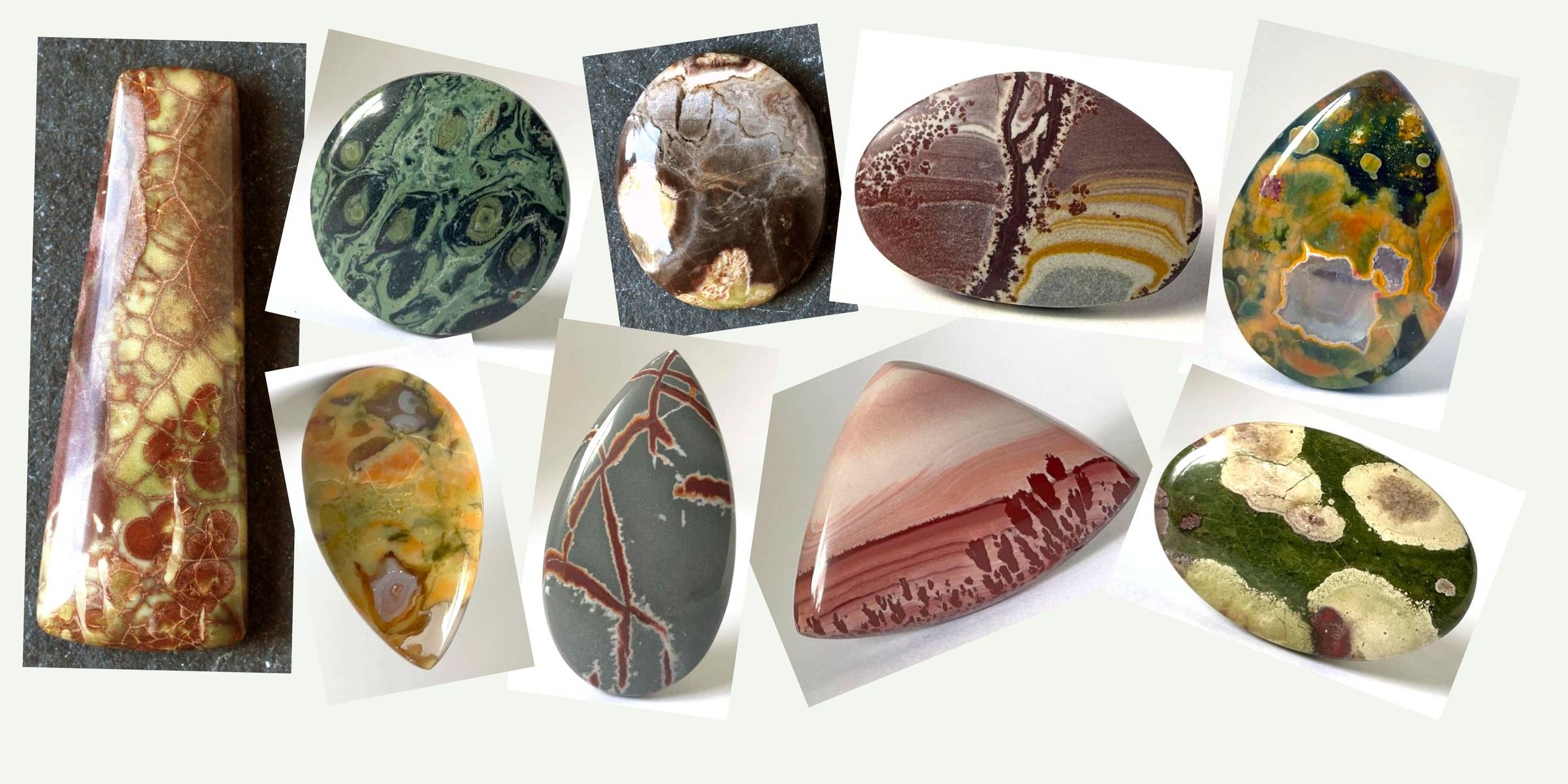 group of rhyolite cabochons