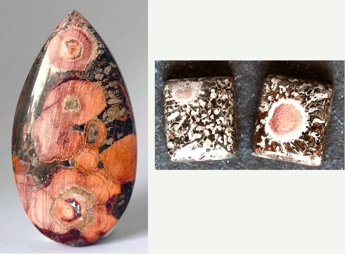 three galaxy rhyolite cabochons