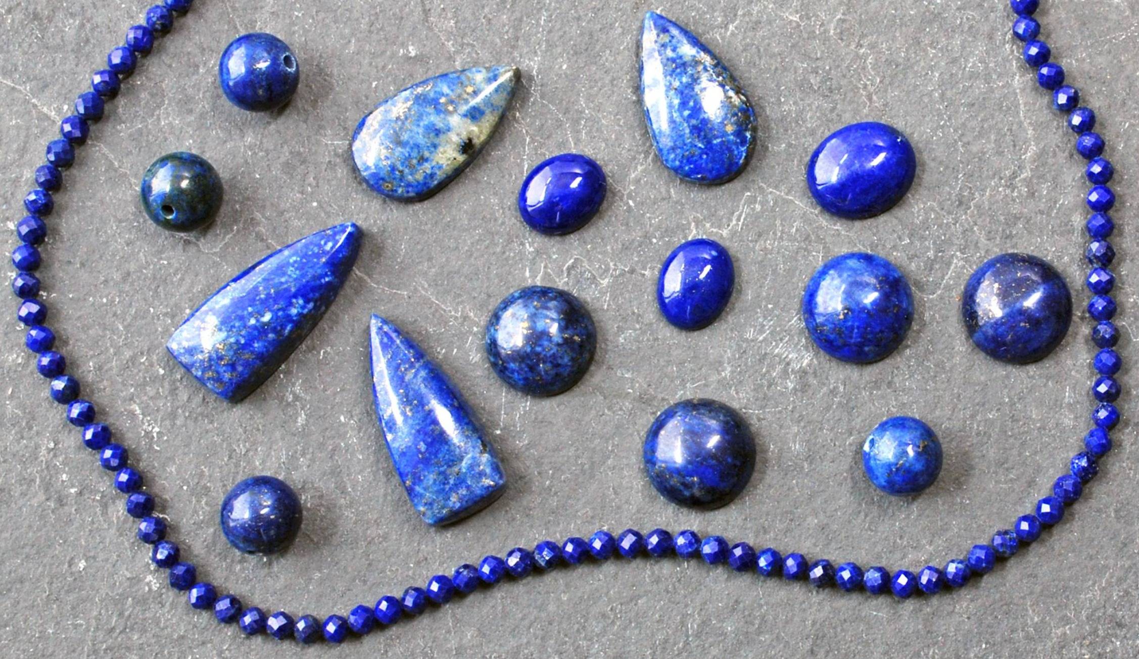 Lapis Lazuli cabochons and beads.