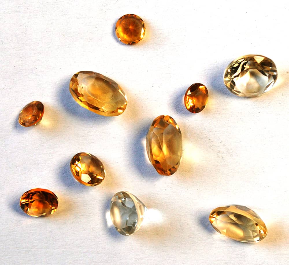 Group of faceted citrine stones