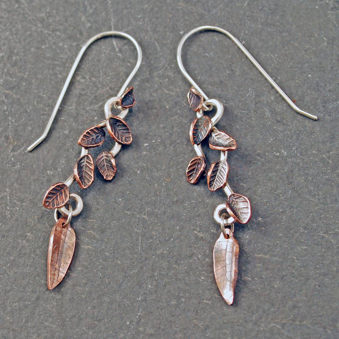 earrings with copper leaves