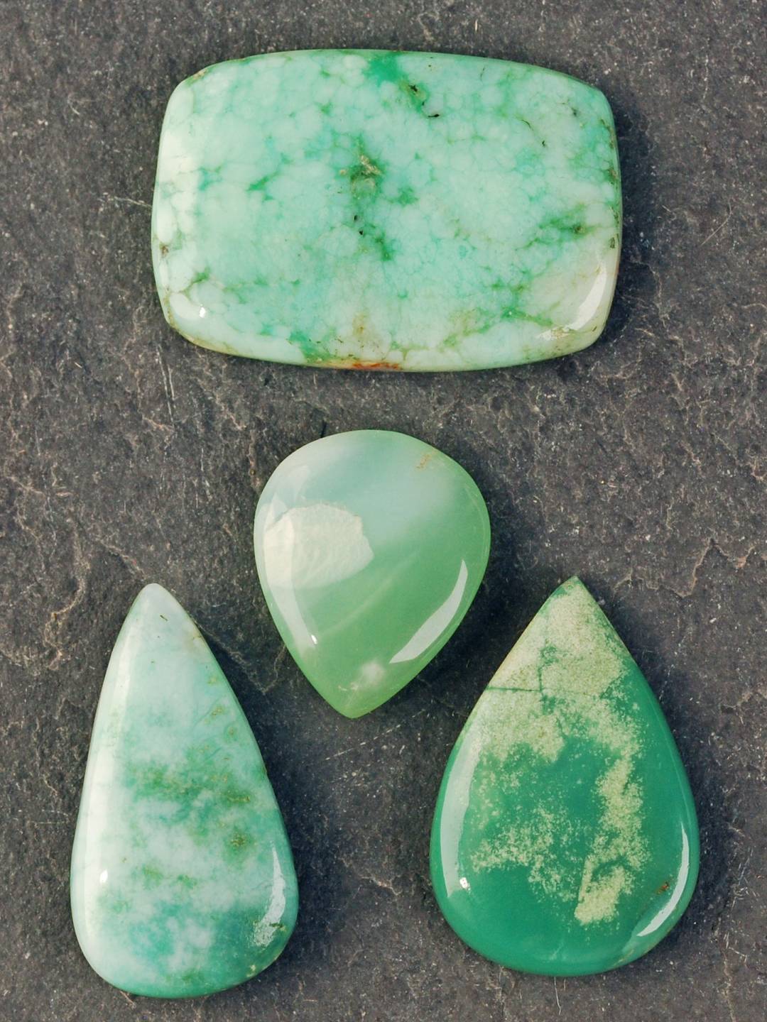 Group of inferior quality chrysoprase