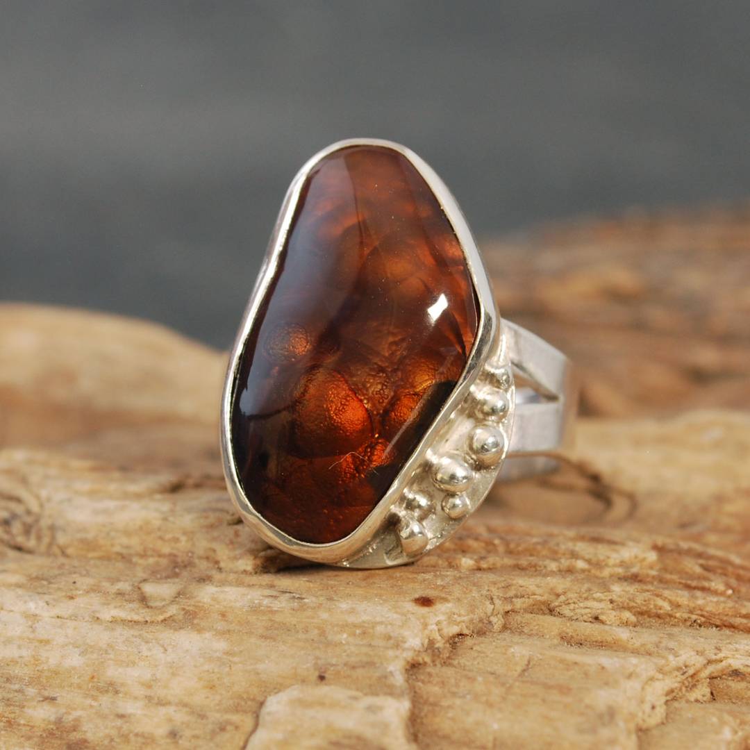 Sterling silver ring with fire agate