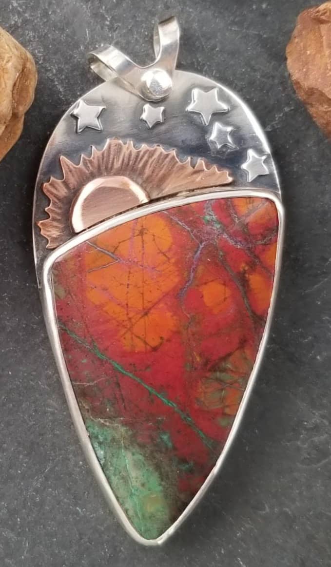 A pendant with a Sonora Sunrise stone - a lot of orange in the stone