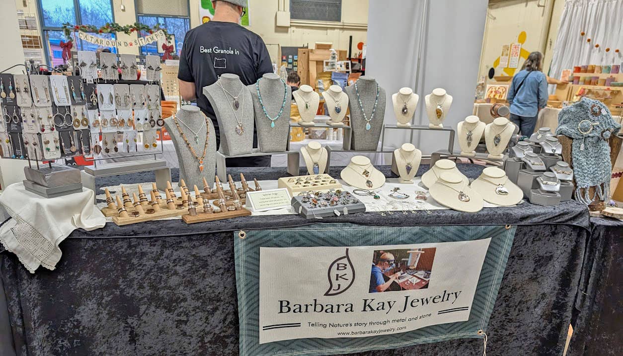 Booth with jewelry displays