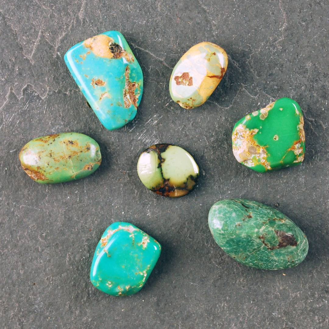 Group of green turquoise