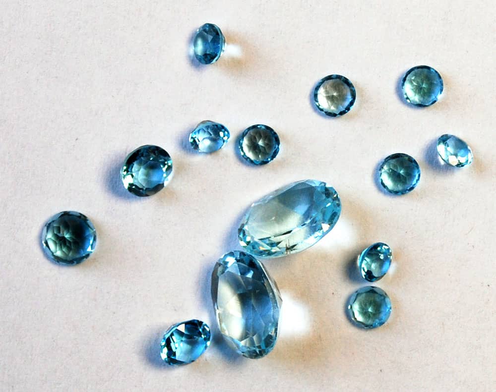 Group of faceted Swiss Blue Topaz