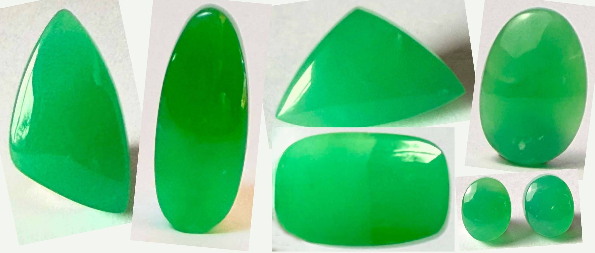 Group of chrysoprase cabochons