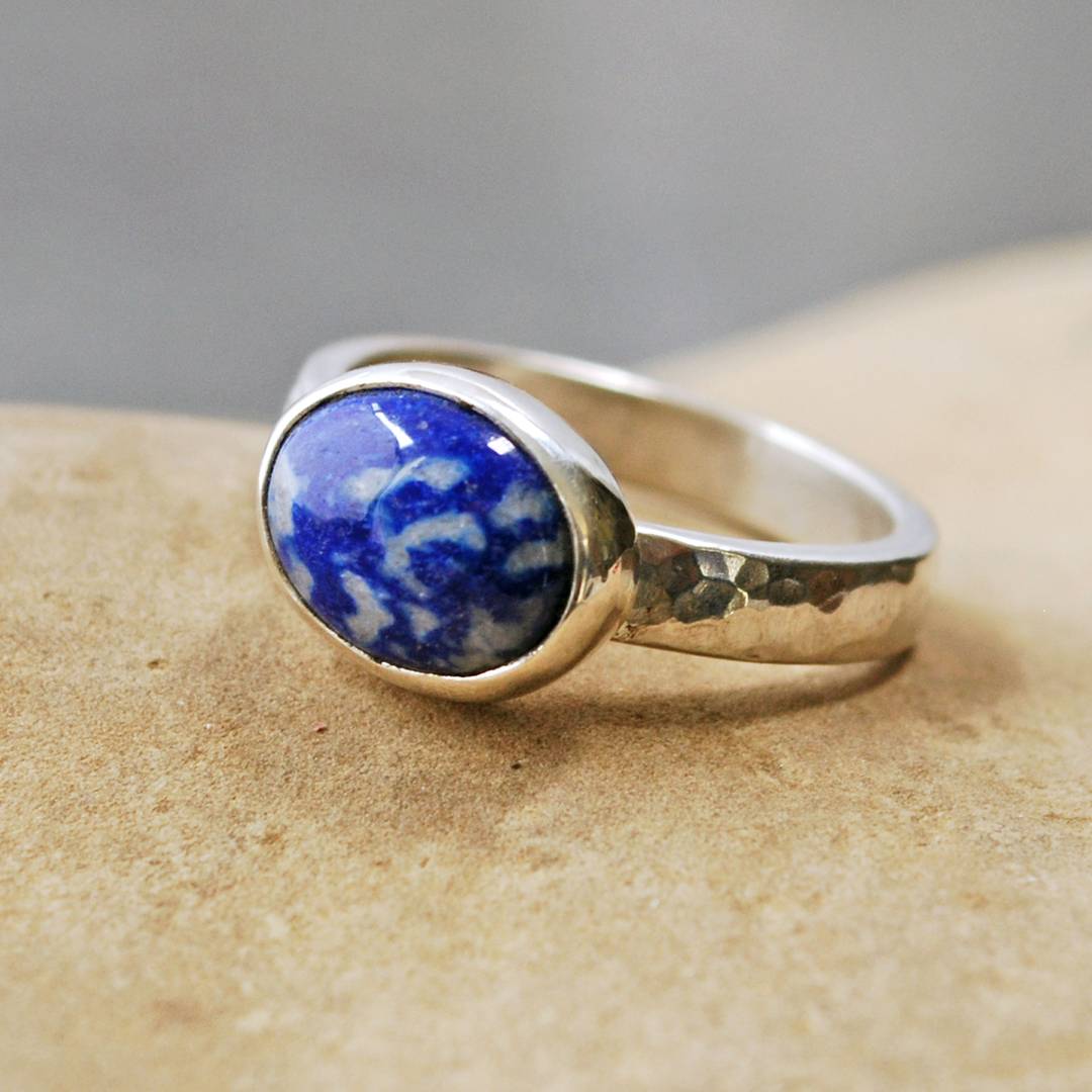 Silver and lapis lazuli ring