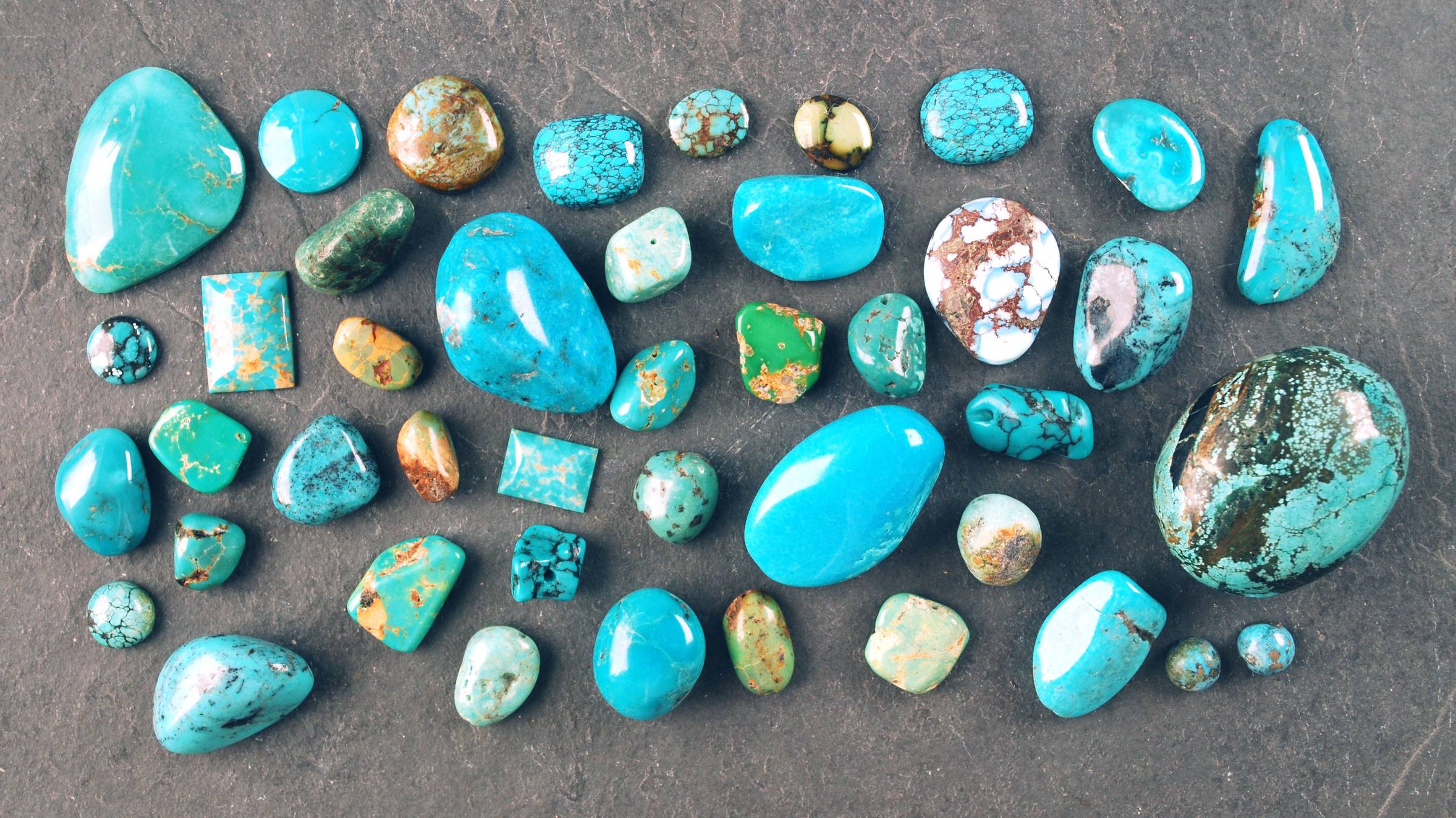 Large group of Turquoise beads and cabochons