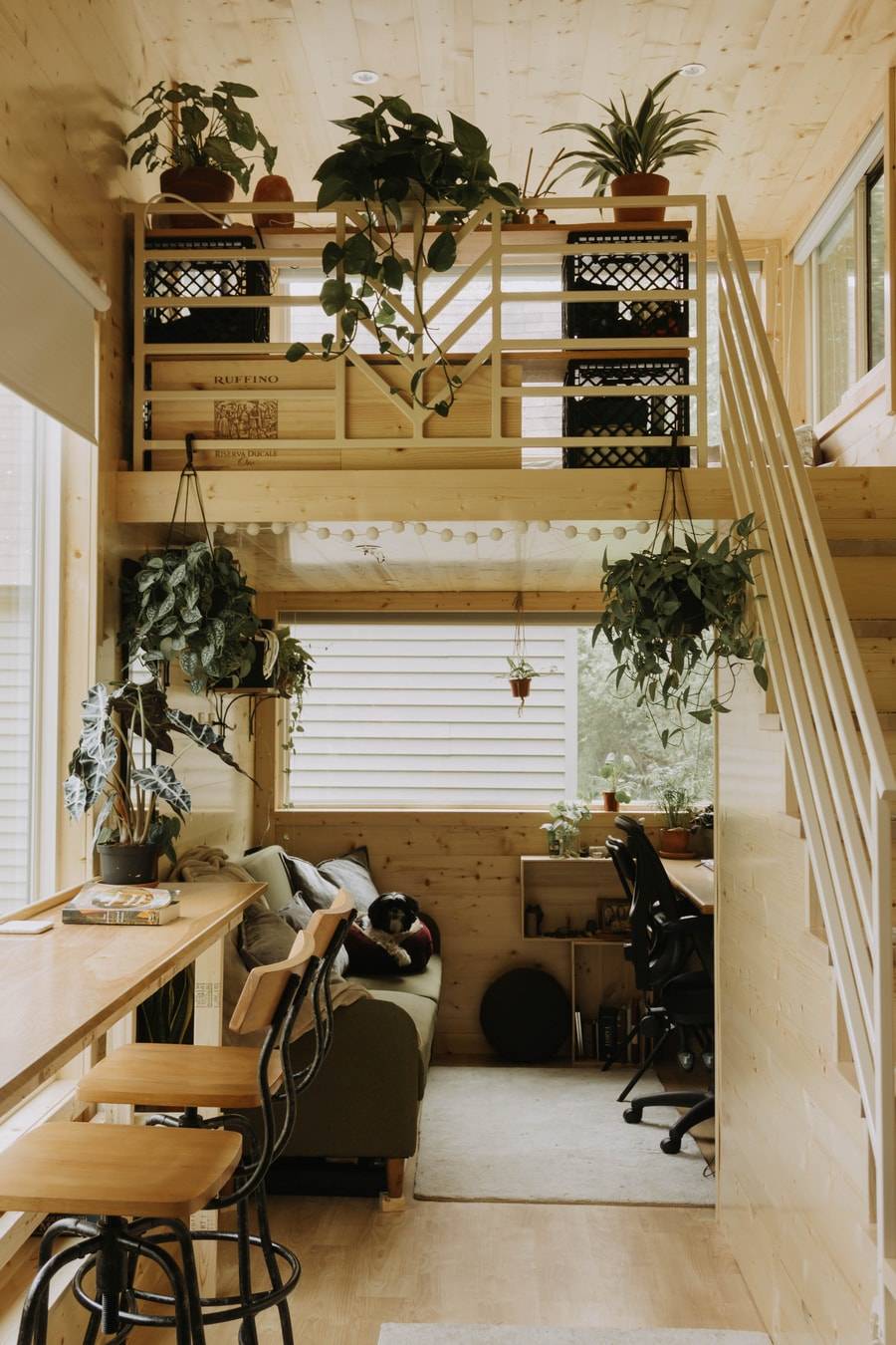 Modern Life in her Plant-Filled, Tall-Loft Tiny Home