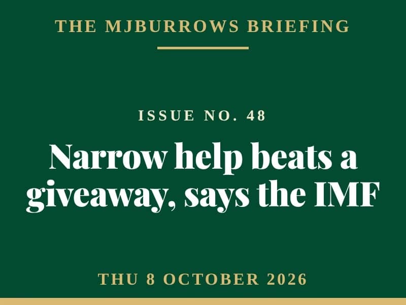 The MJBurrows Briefing, Issue No. 48, Thursday 8 October 2026 — Healey Will Face an IMF Test on Cost of Living Support