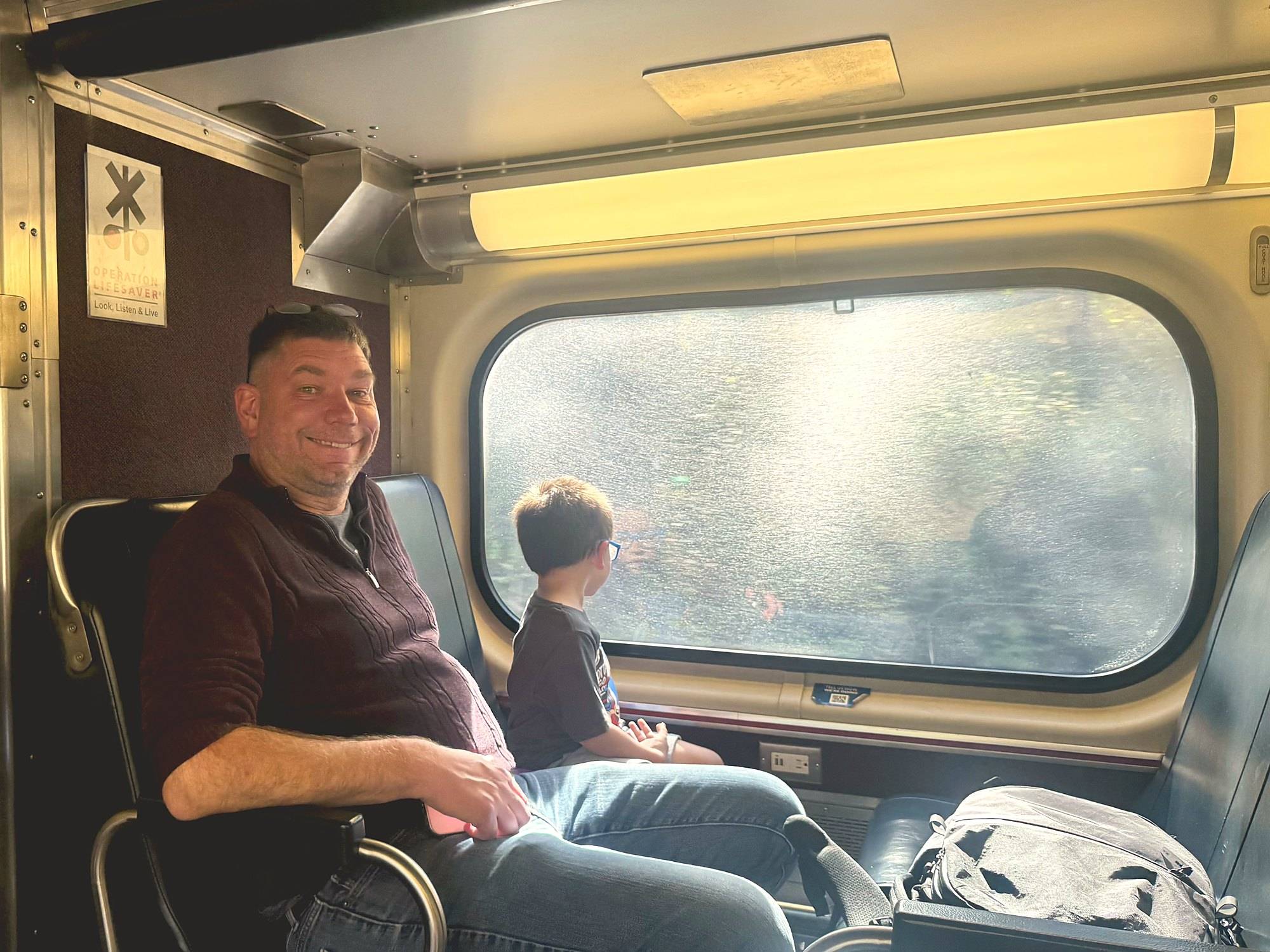 My nephew and I on a Metra train