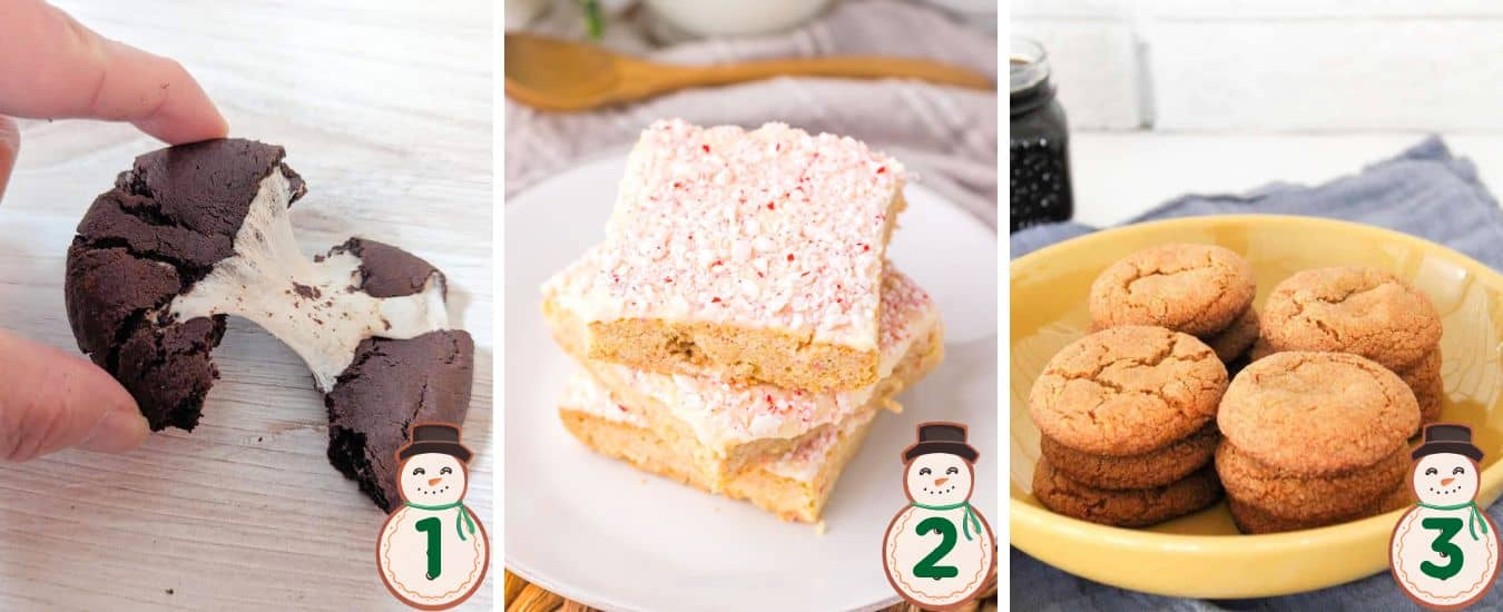 Collage of three different types of cookies.