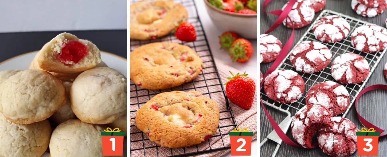 Collage of three different types of cookies.