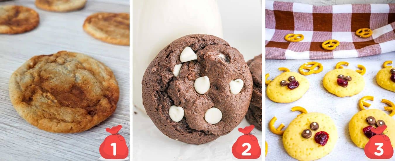 Collage of three different types of cookies.