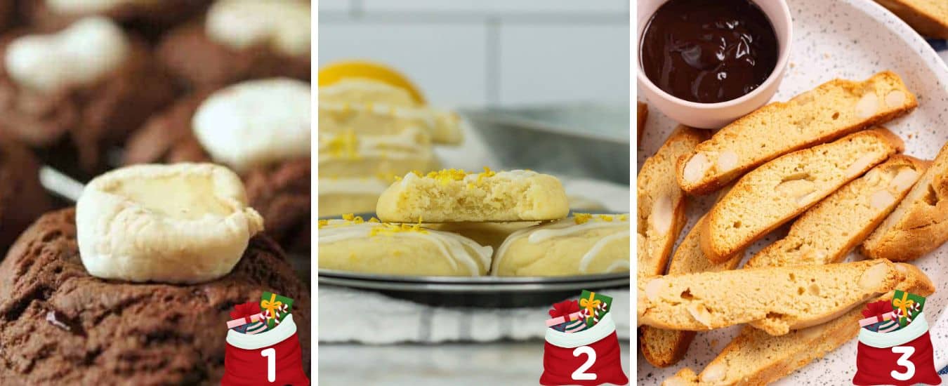 Collage of three different types of cookies.