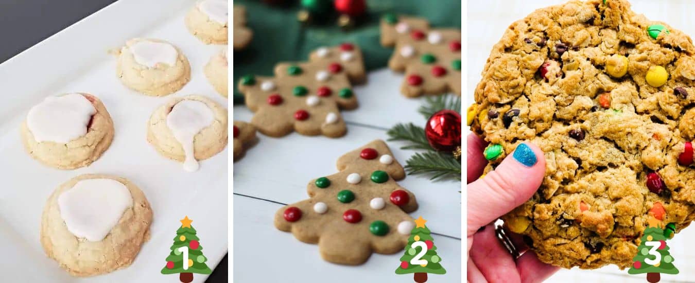 Collage of three different types of cookies.