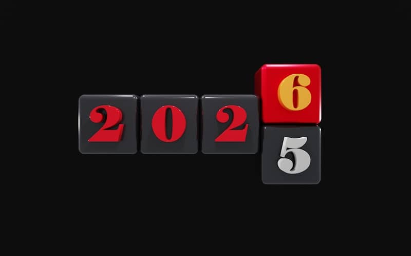 The numbers 2026 and 2025 on blocks