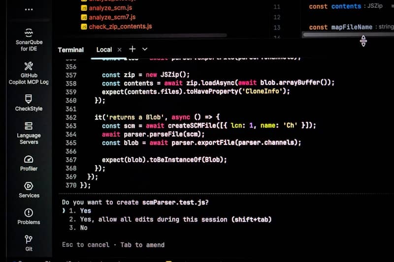 Computer screen displaying code and terminal prompts